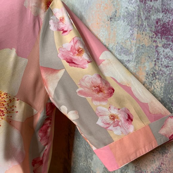 VTG 📌Michele Boyard 90s Floral Design Long Blouse with Double Row Button Down - Picture 6 of 16